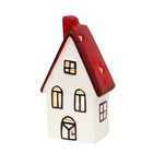 DOLOMITE-KERAMIK HAUS Teelichthalter glasiert Geschenkidee Dekoration rot weiß