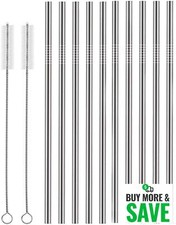 Set of 10 Stainless Steel Straws Straight Reusable Drinking Straws 10.5 Long
