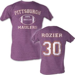 Mike-Rozier-30-USFL-Pittsburgh-Maulers-Men-039-s-Tee-Shirt-Neon-Purple-Sizes-S-2XL