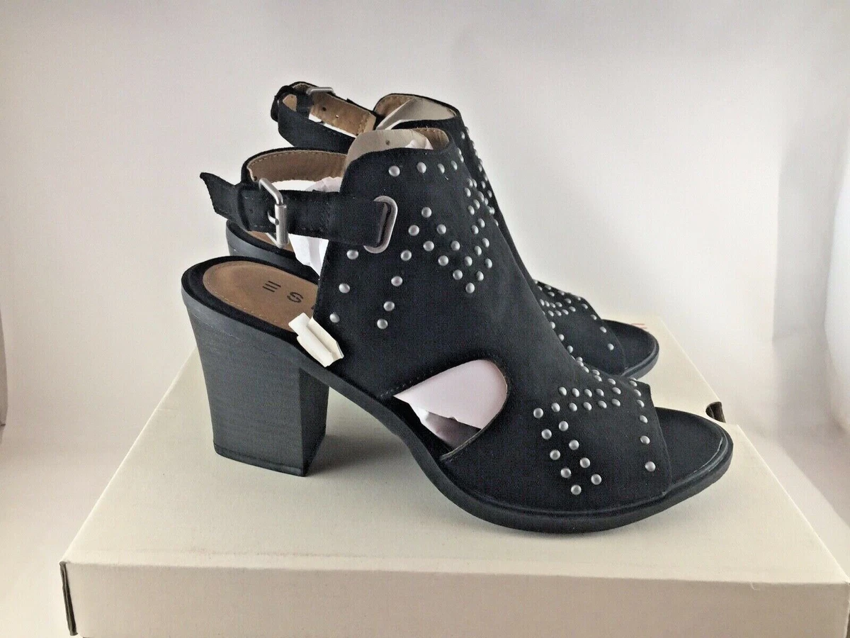 ESprit Natasha Black Studded Block Heel Sandals Size 7M eBay