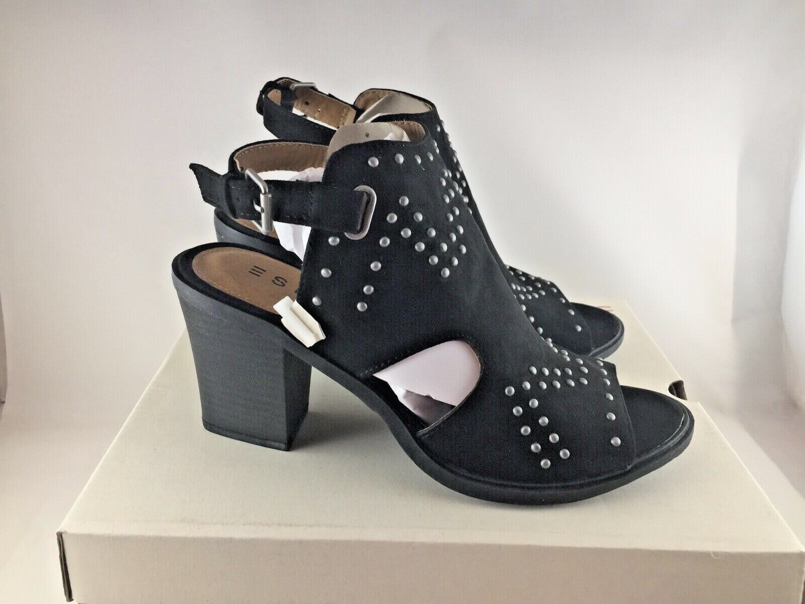 black studded block heels
