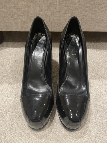 YSL Saint Laurent Tribute Black Patent Platform Heels Size 39. Good Condition