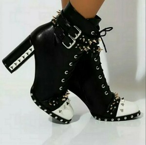 black spiked booties