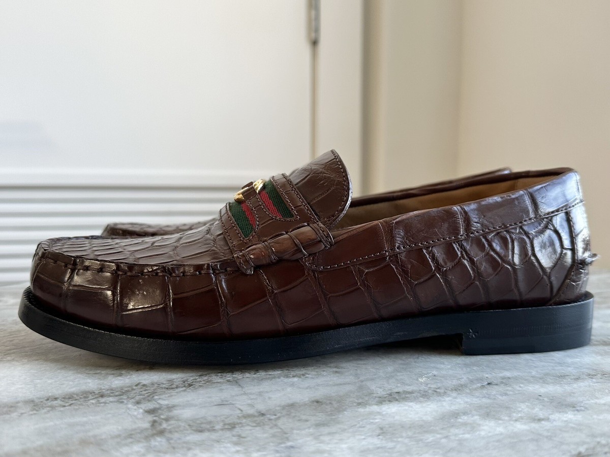 GUCCI クロコダイルレザー ローファー　ブラウン　38サイズ GUCCI クロコダイルレザー ローファー ブラウン 38サイズ - メルカリ