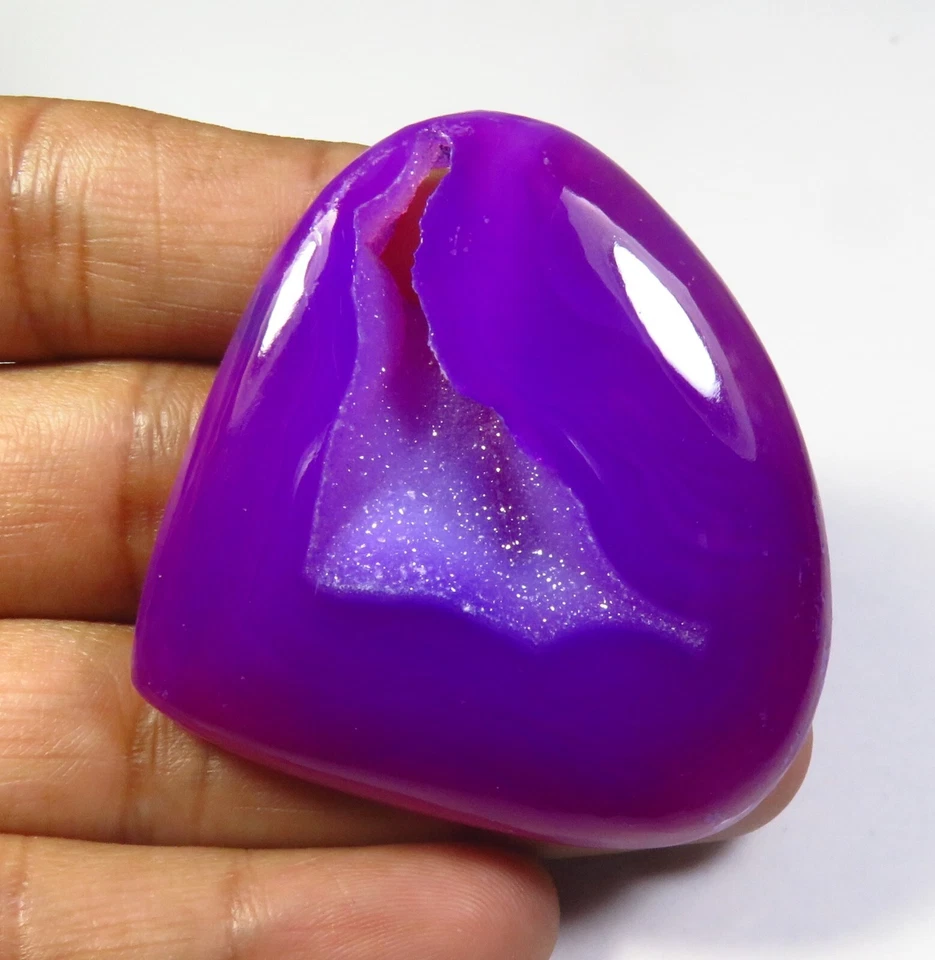 Geoda de ágata druzy ónix natural ónix 50x47 mm corazón ventana púrpura OD-1234 Foto 2 de 4