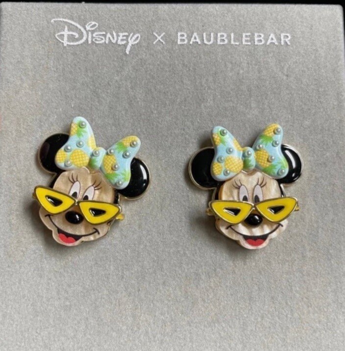 NEW Disney x Baublebar Minnie mouse earrings pineapple bow