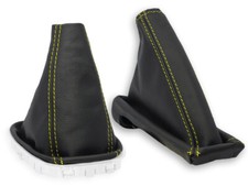 SCHALTMANSCHETTE HANDBREMSSACK FUR OPEL ADAM 2012-2019 LEDER SCHWARZ NAHT GELB