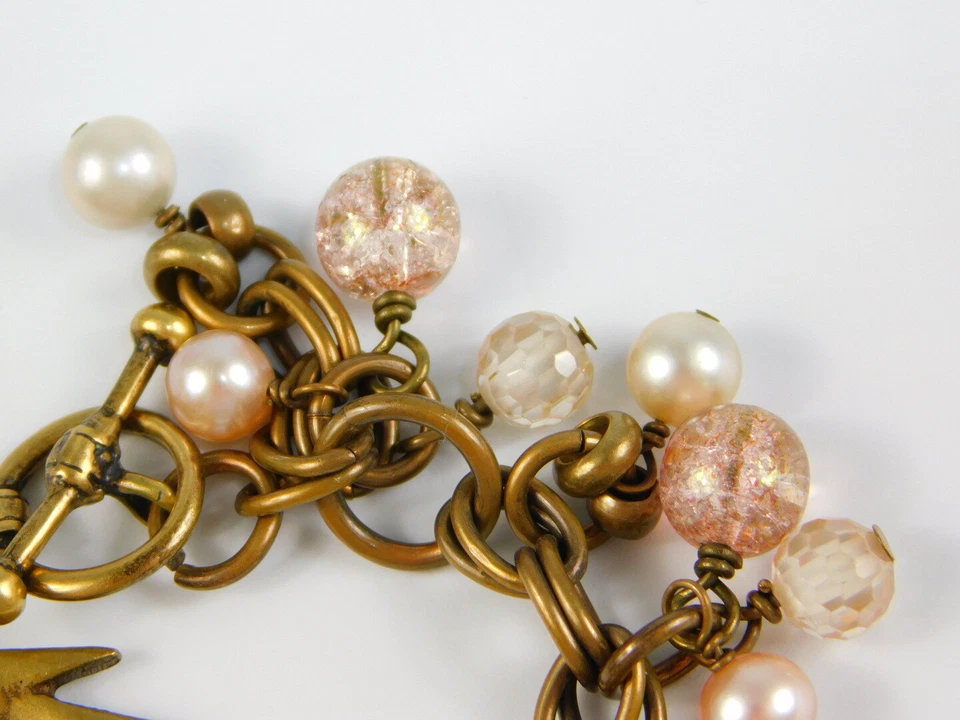 Подвеска-браслет EXTASIA с розовым тресковым стеклом жемчугом бронзового тона 7,25 дюйма ручная - Изображение 4 из 4