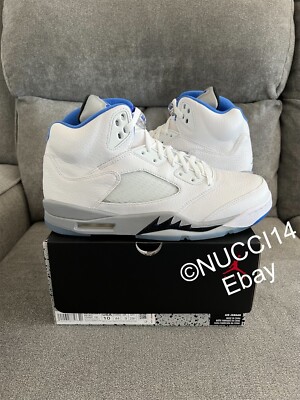 Size 10 - Nike Air Jordan 5 Retro Stealth White Blue 2021 Receipt DD0587-140