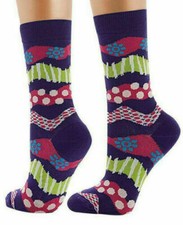 Lucci Purple Coral Crew Socks sz 9-11 comfortable and mostly cotton