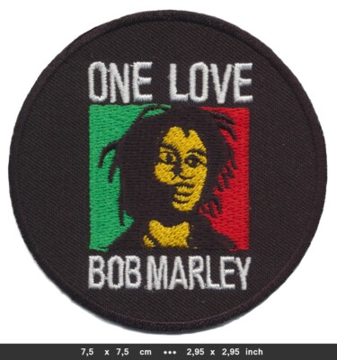 ONE LOVE BOB MARLEY Aufnäher Patch Bügelbild Reggae Afrika Rastafari ...