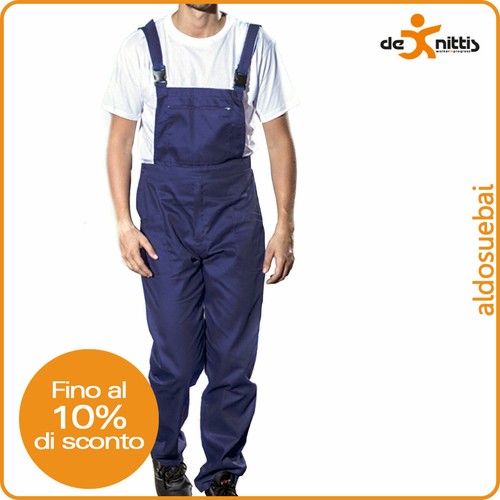 SALOPETTE DA LAVORO IN COTONE PANTALONI CON PETTORINA TUTA MECCANICO  OFFICINA | eBay