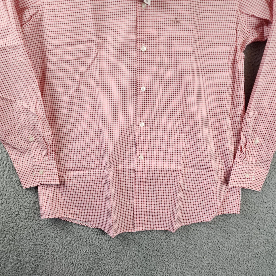 Camisa de vestir CLUB ROOM ajuste regular a cuadros para hombre M 15-15,5 rojo/blanco cuello puntiagudo~ Foto 2 de 4