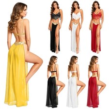 US Women India Belly Dance Costume Crop Top with Metallic Maxi Skirt Shiny Party