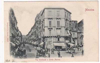 P05062 - POSTCARD MESSINA VIA GARIBALDI AND PORTA MARINA - ANIMATED - p/vg