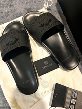 Versace Pool Slide Gomma Medusa Logo Black Men  s Slide Sandal EU 42 US 9.5