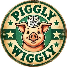 Piggly Wiggly Metal Tin Sign are Poster Wall Decor New 8"x8"Tin Metal Signs