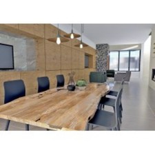 TAVOLO IN LEGNO MASSELLO DI ULIVO 340x90 con prolunghe GAMBE IN FERRO TUBOLARI