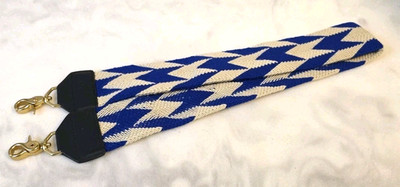 SALT The Classic Crossbody Bag Strap Handwoven Blue White Chevron Gold Hooks