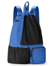 Swim Bag with Wet Pocket Mesh Drawstring Backpack for Beach Swimming Snorkeli...