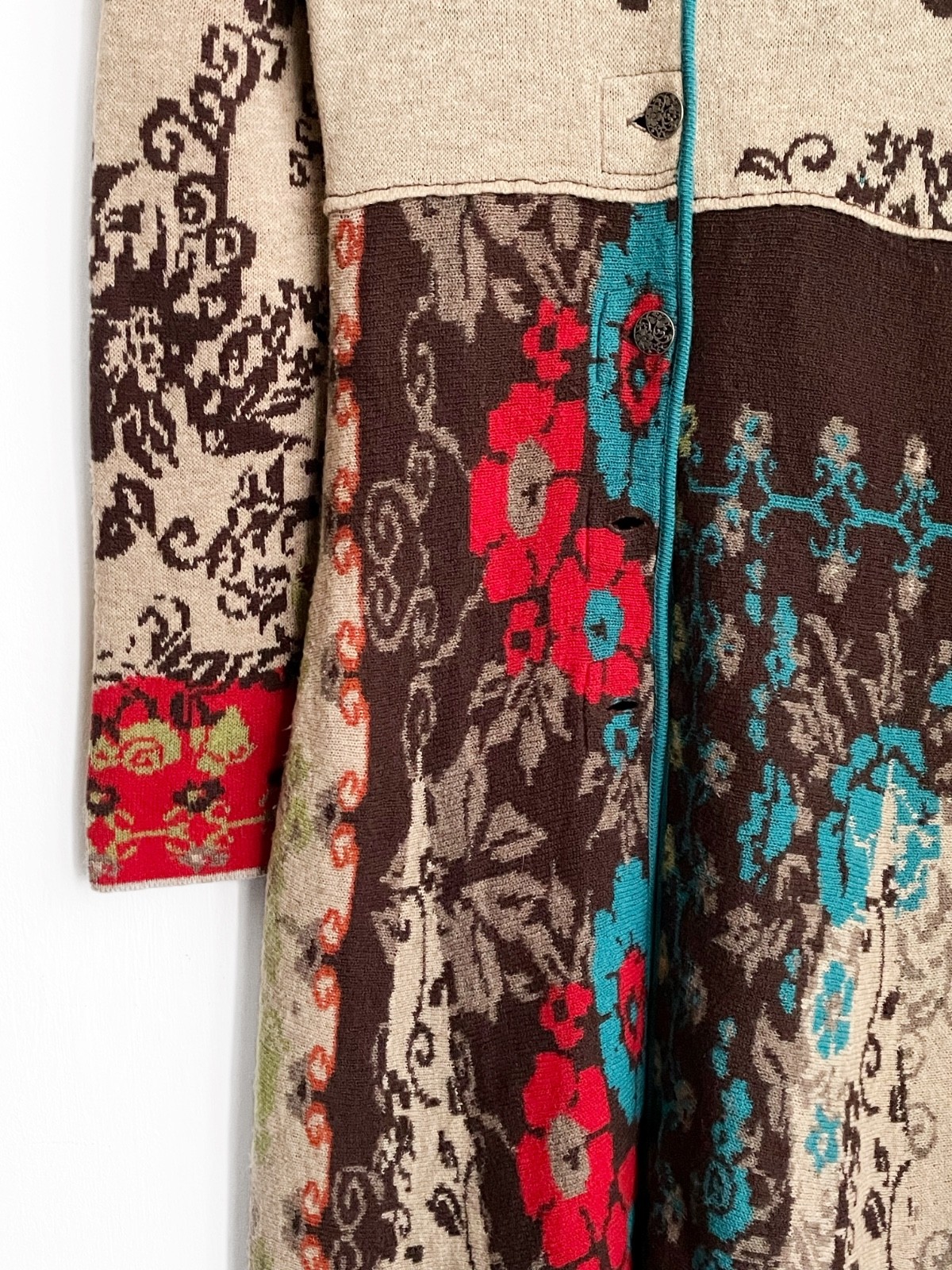 Ivko Floral Pattern Multicolor Button Up Long Car… - image 4