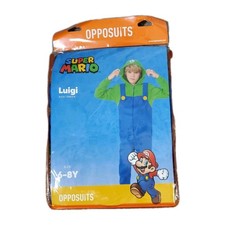 Kids, 6-8Y Luigi Hooded Jumpsuit Costume Green  Blue With Zipper Closure 241