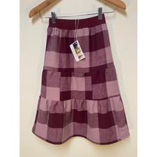 Girls Flannel Mom and Pop's Kids Maxi Skirt Size 6 Burgundy Plaid Upcycle Cotton