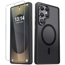 for Samsung Galaxy S25 Ultra Case Matte Magnetic Phone Cover, Frosted Back Black