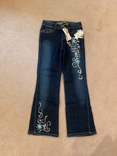 NWT SEQUINED/ BEADED GUESS GIRLS DENIM JEANS, 10, 5 POCKETS, MED STONE COLOR