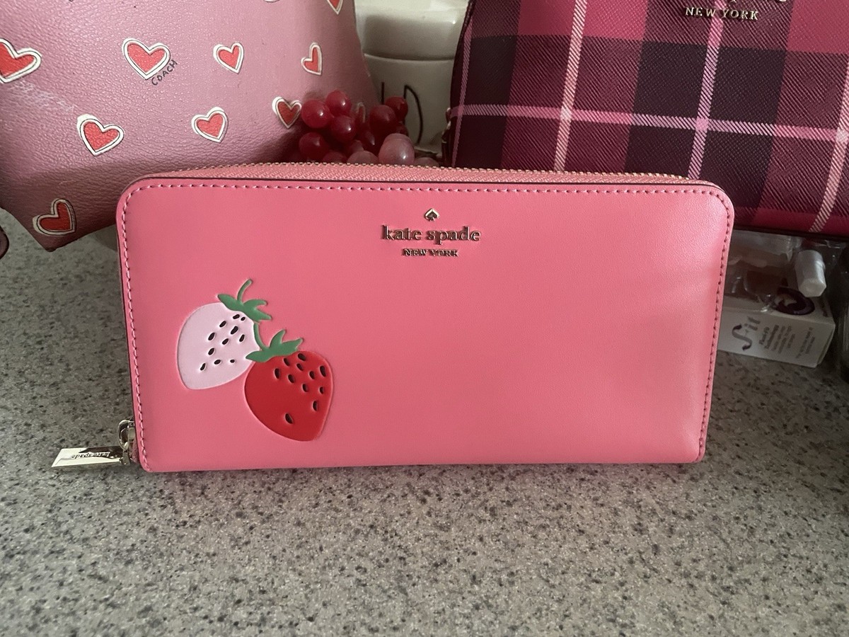Kate Spade New York Strawberry Zip-Around Wallet Pink Zipper