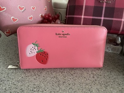 Kate Spade New York Strawberry Zip-Around Wallet Pink Zipper