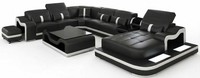 Modernes Ecksofa Schwarz U Form Wohnlandschaft Couchtisch Luxus Stil