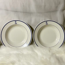 US Navy Department Fouled Anchor 2pc Wide Rimmed 9" Cereal Bowl Tuxton 
