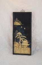 Korkschnitzerei Diorama Wandbild 38 x 17 cm Handarbeit China Unikat Pagode