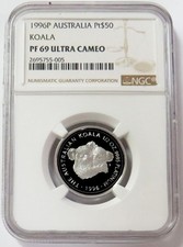 1996 P 450 MINTED PLATINUM AUSTRALIA $50 KOALA 1/2oz NGC PF 69 ULTRA CAMEO 3850.00 per troy oz
