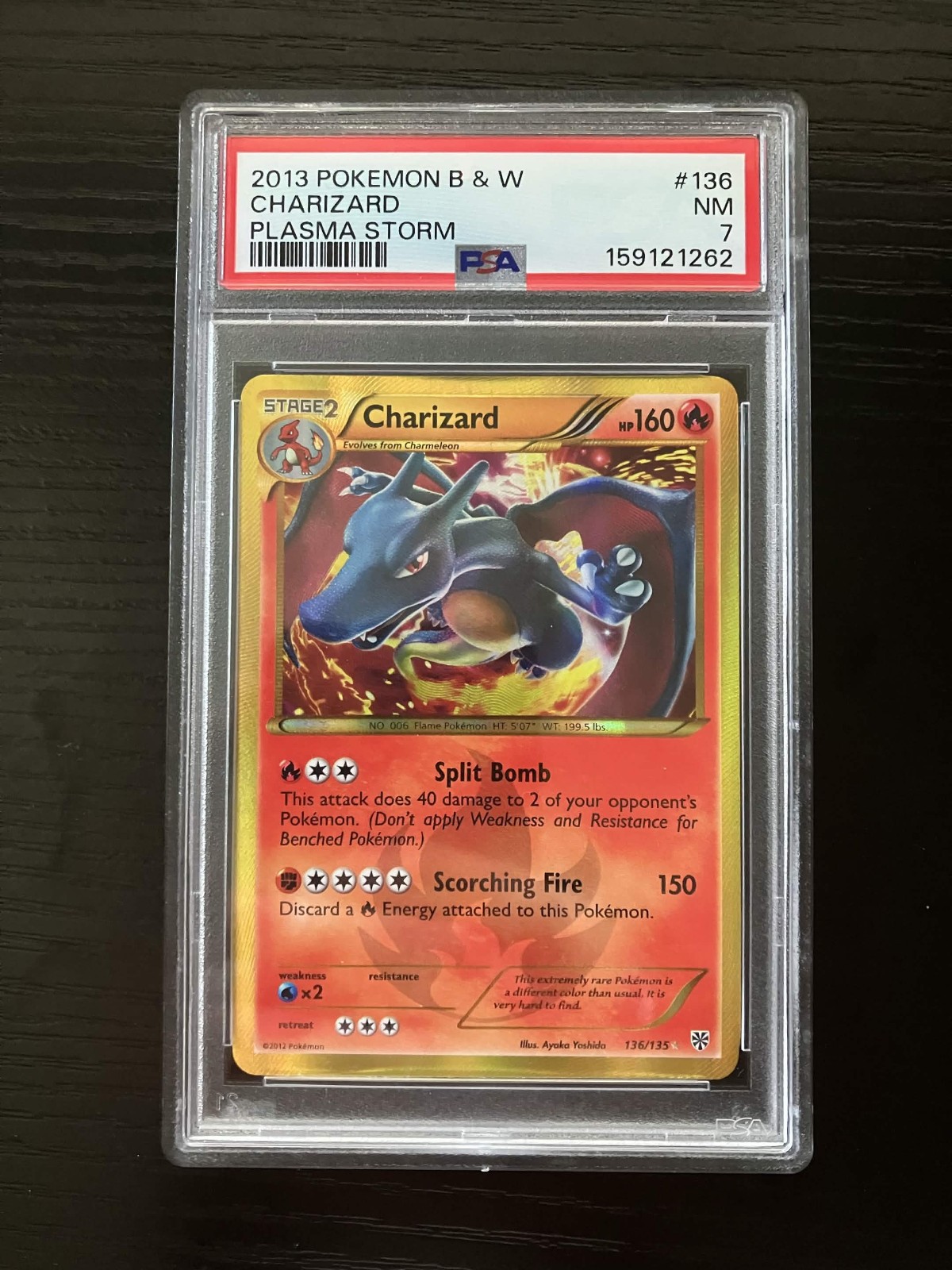 2013 Charizard 136/135 Plasma Storm Holo PSA 7 NM Secret Rare