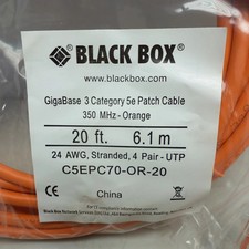 Black Box Lockable Patch Cable GigaBase 3 CAT5e 350MHz Orange, 20 ft