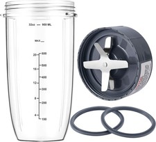 New Blender Cup and Blade Replacement Parts 32oz 32oz, Transparent