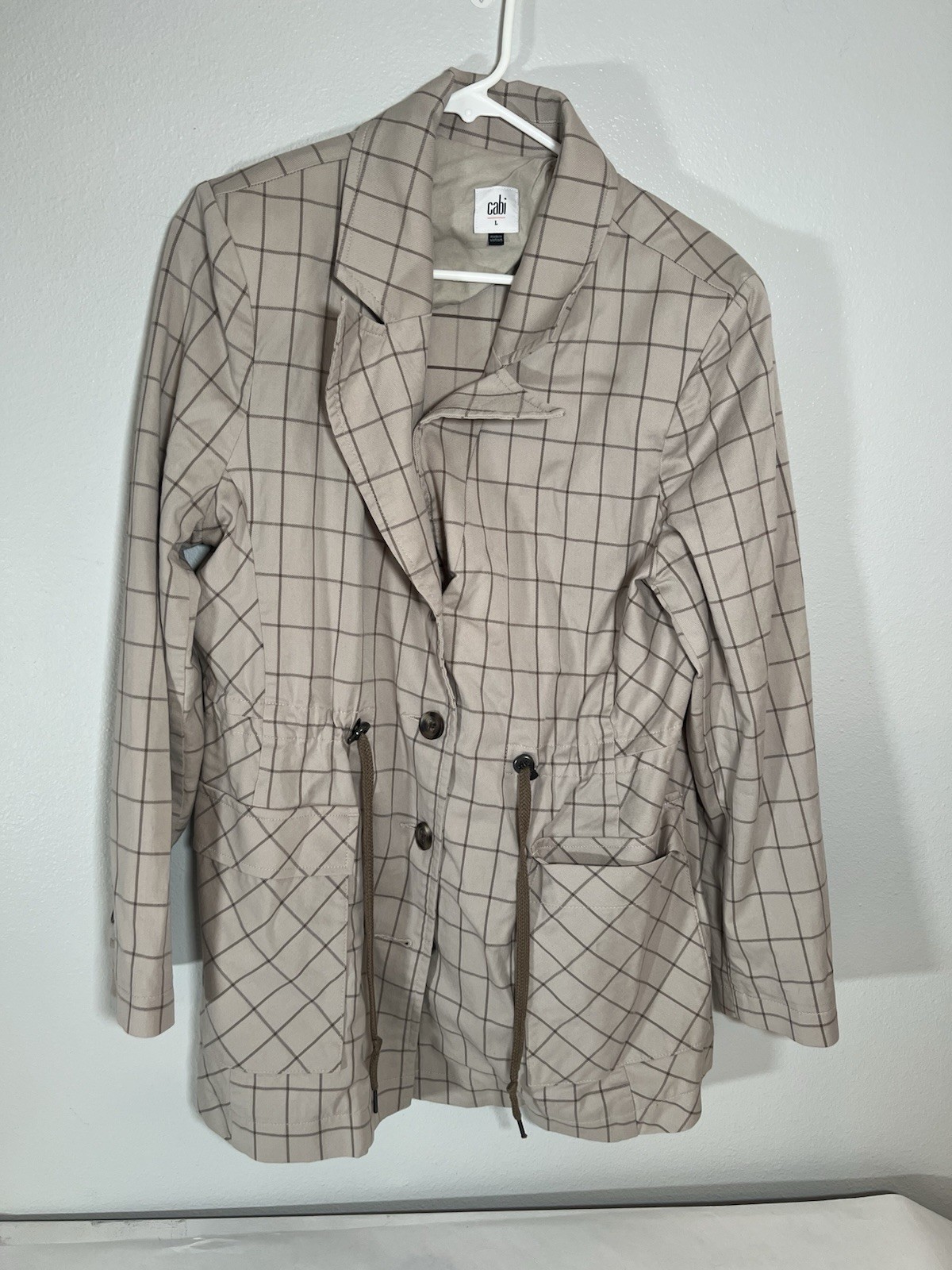 Cabi Windowpane Jacket 6026 Drawstring Waist Wome… - image 1
