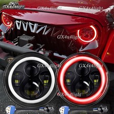 Pair 7 Round Led Headlights Fit Jeep Wrangler Jk 2007 2008 2009 2010 2011-2017