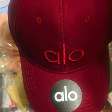 Alo Burgundy Solid Baseball Cap Hat w/ Embroidered Logo, One Size New w/ Tags