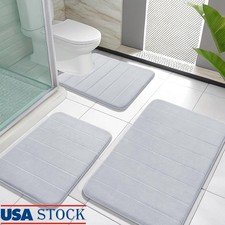 Super Soft Memory Foam Bath Mat Set Non-Slip Water Absorbent Bathroom Comfort US