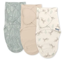 SwaddleMe by Ingenuity Monogram Collection Baby Swaddle, 100% Cotton, 0-3