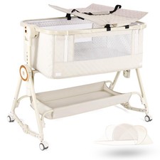 Baby Bassinets Bedside Sleeper 5 in 1,Bedside Bassinet baby bassinet, Beige