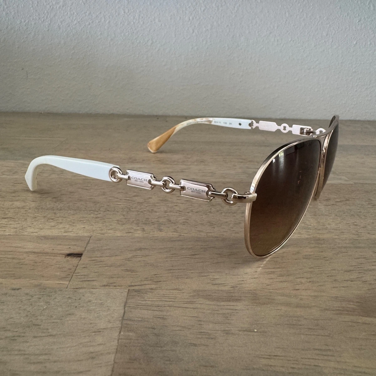 COACH Polarized Aviators Sunglasses In Light Gold Frame HC7053 L137 58/15/135 Coach Polarized Aviator Sunglasses for Women for sale | eBay main image 3