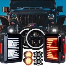 LED Headlights Fog Lights Turn Tail Lamp Combo For Jeep Wrangler JK 2007-2018