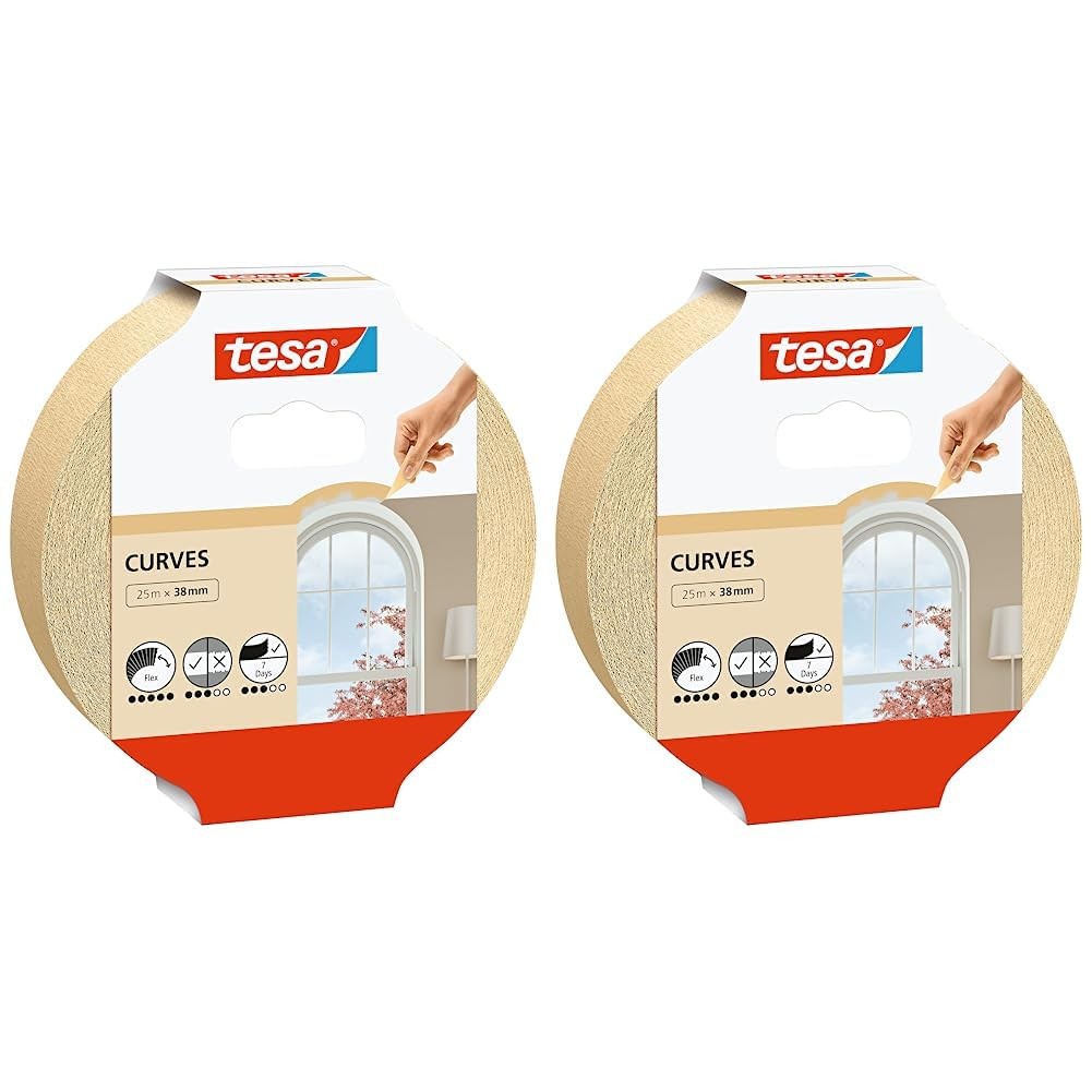 Tesa Masking Tape Curves - Curved tape with extra strong crepe for masking curve