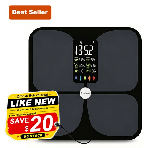 Refurbished Smart Body Fat Scale with Heart Rate & Health Index, Bathroom Scale