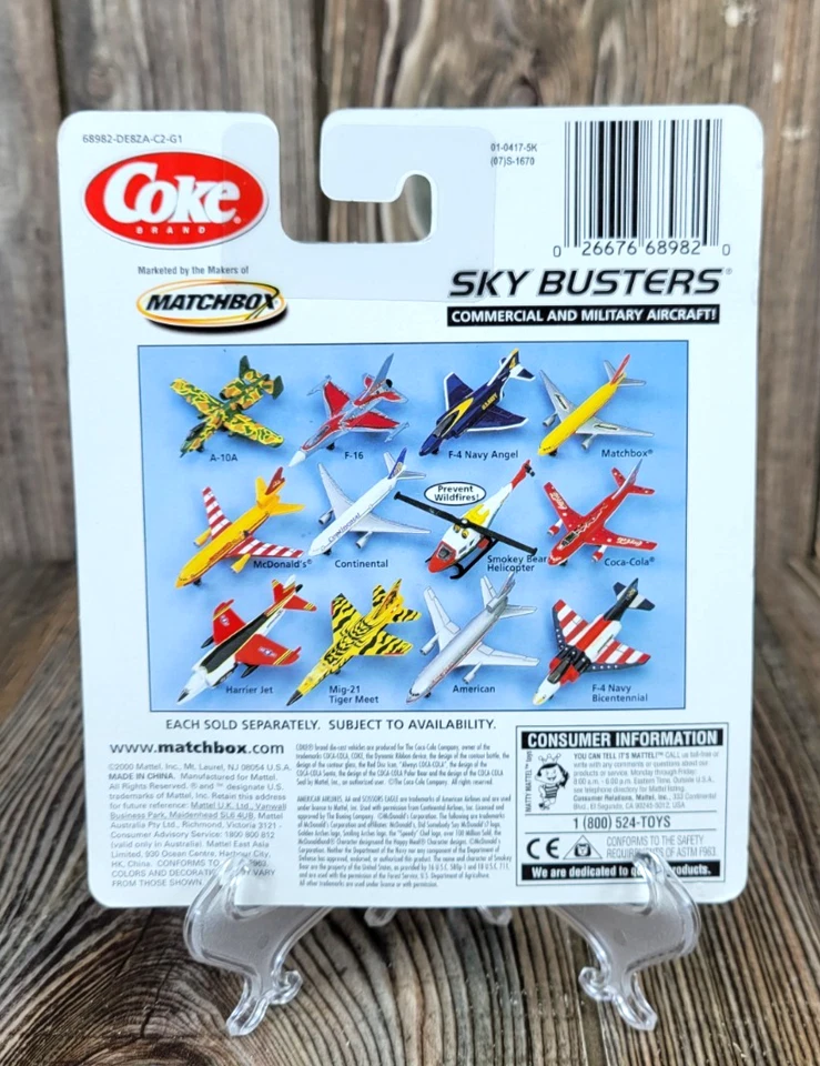 Avión comercial vintage Matchbox Sky Busters Coca-Cola diecast Mattel 2000 Foto 2 de 4