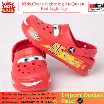 CROCS Red Lightning McQueen 95 Kids Clog Sandals Amazon.com | Crocs Unisex Disney and Pixar Cars Lightning  main image 4